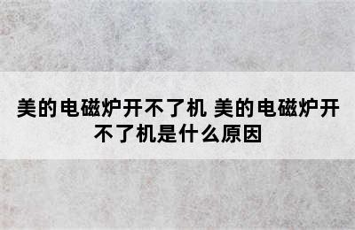 美的电磁炉开不了机 美的电磁炉开不了机是什么原因